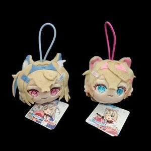 Hololive x Round 1 Fuwawa & Mococo FUWAMOCO 2.8" Mini Charm Face Plush Set NWT